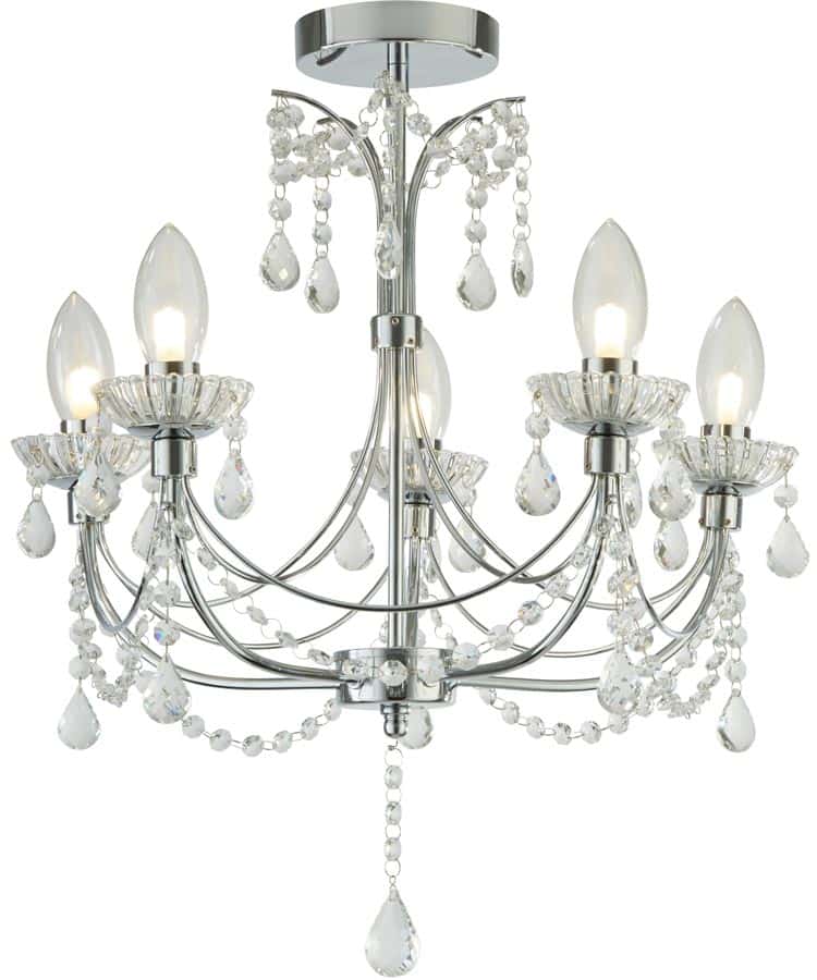 Autumn 5 Light Bathroom Chandelier Polished Chrome Glass