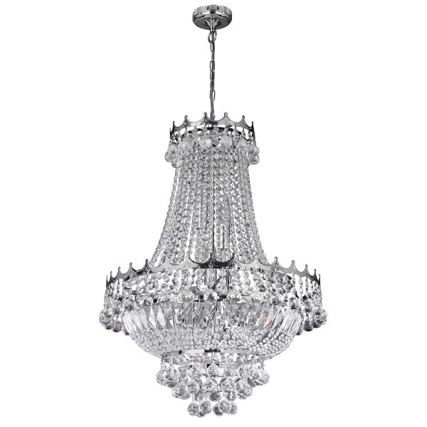 Versailles medium polished chrome 9 light crystal chandelier, main image on white background