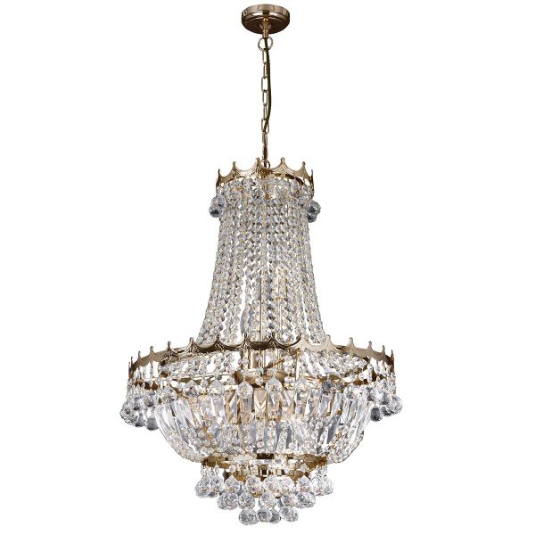 Versailles medium gold finish 9 light crystal chandelier, main image on white background