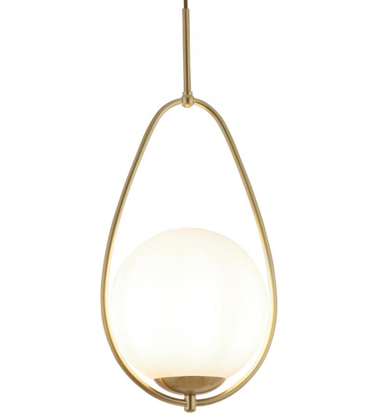 Avalon 1 Light Opal Glass Ball Ceiling Pendant Satin Gold 91711GO