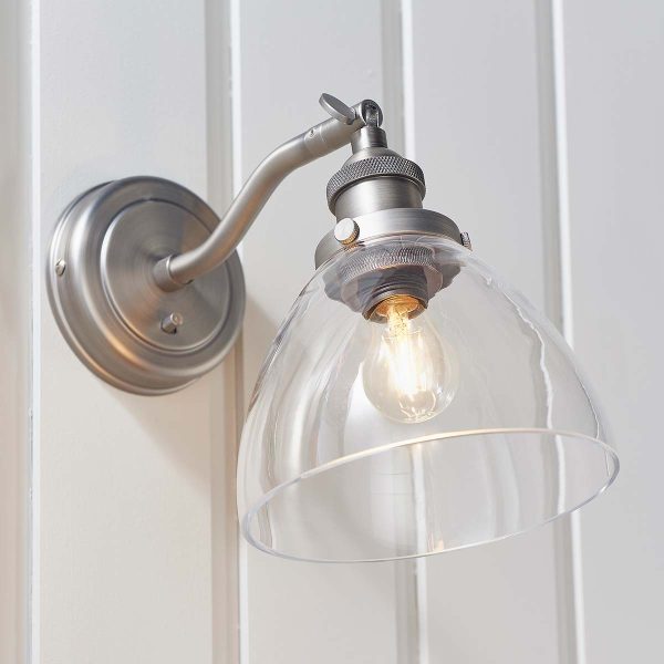 Hansen Switched Industrial Wall Light Brushed Silver