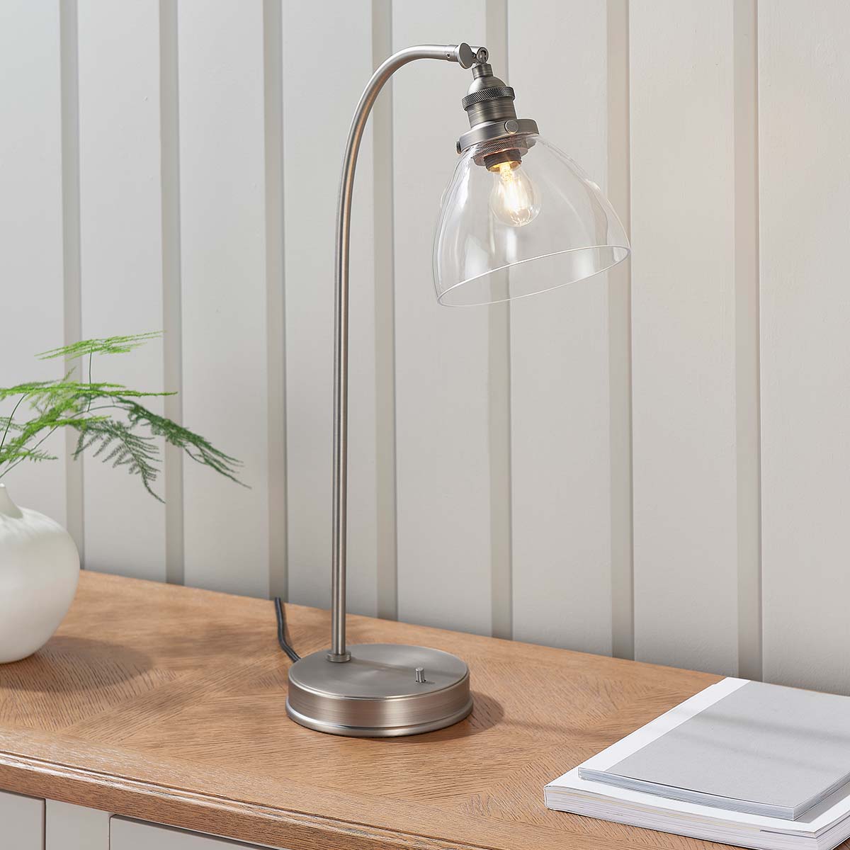 Endon Hansen Industrial Table Lamp Brushed Silver