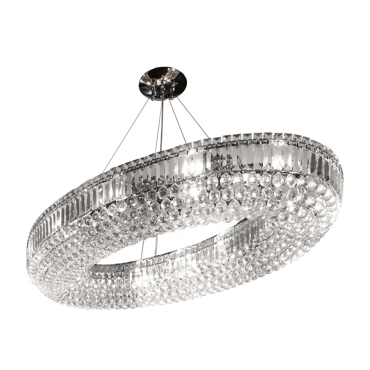 Vesuvius Chrome Oval Luxury 24 Light Large Crystal Chandelier