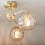 Dimple 3 Light Semi Flush Ceiling Light Brushed Brass