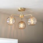 Dimple 3 Light Semi Flush Ceiling Light Brushed Brass