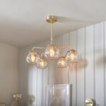 Endon Dimple Telescopic 5 Light Pendant Brushed Brass