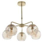 Endon Dimple Telescopic 5 Light Pendant Brushed Brass