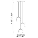 Endon Dimple 3 Light Cluster Pendant Brushed Brass