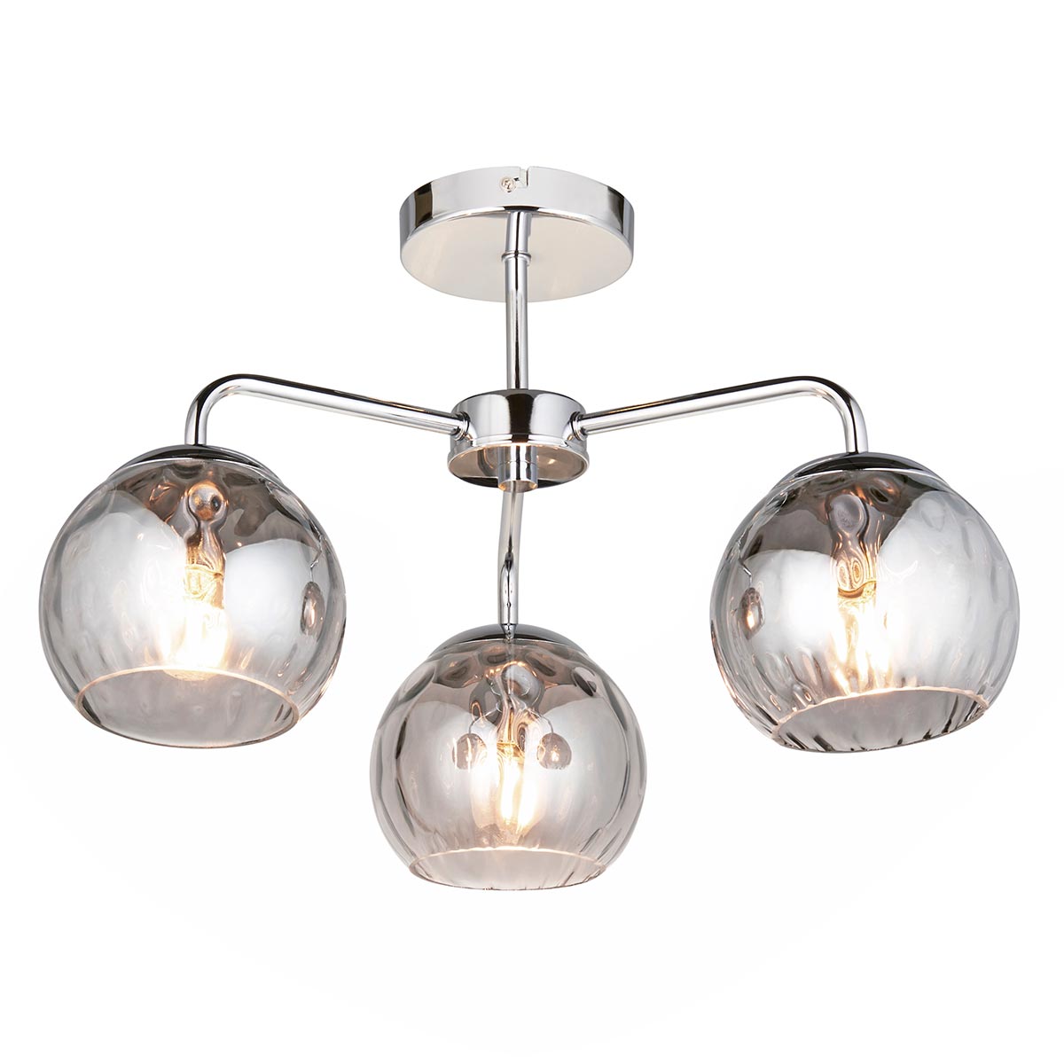 Dimple 3 Light Semi Flush Ceiling Light Polished Chrome