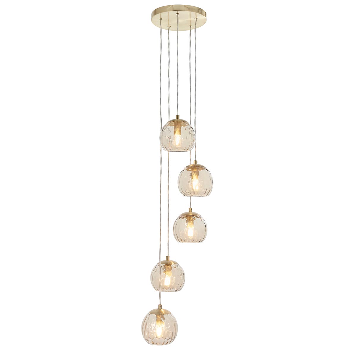 Endon Dimple 5 Light Cluster Pendant Brushed Brass