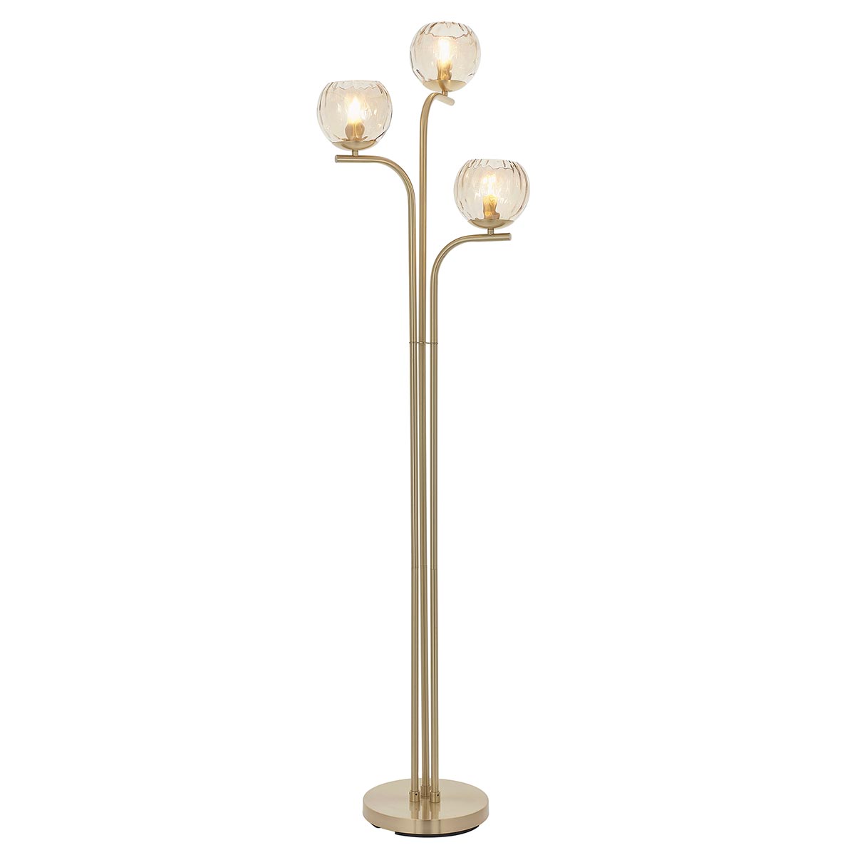 Endon Dimple 3 Light Floor Lamp Brushed Brass