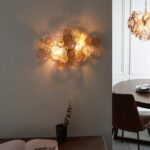Antique Gold 2 Lamp Large Wall Light Handmade Clear / Amber Glass