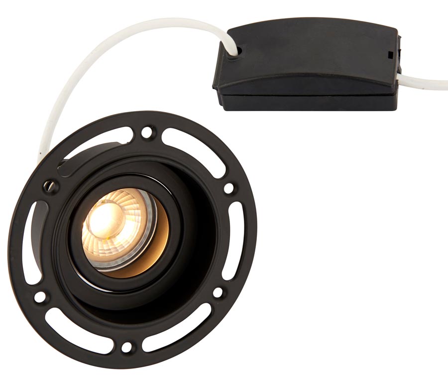 Trimless Round Mains GU10 Tilt Down Light Matt Black