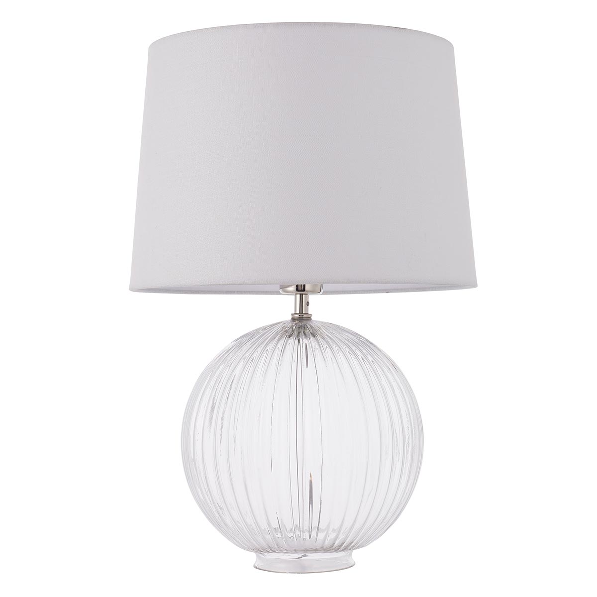 Endon Jemma Ribbed Clear Glass Table Lamp White Shade