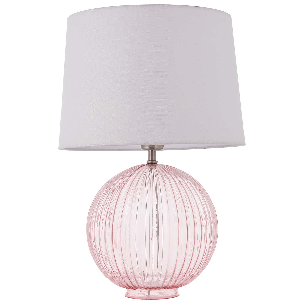 Jemma Ribbed Pink Glass Table Lamp White Shade
