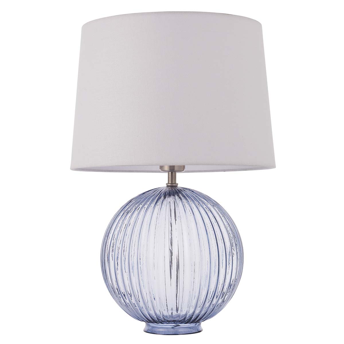 Jemma Ribbed Smoked Glass Table Lamp White Shade