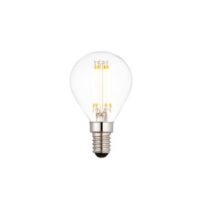 Dimmable 4W LED E14 golf ball bulb with 420 lumens and 2700k (warm white), on white background.