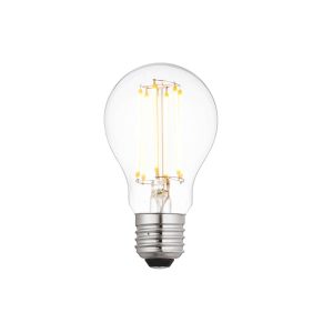 Dimmable 6W LED E27 GLS light bulb with 650 lumens in warm white (2700k), on white background.