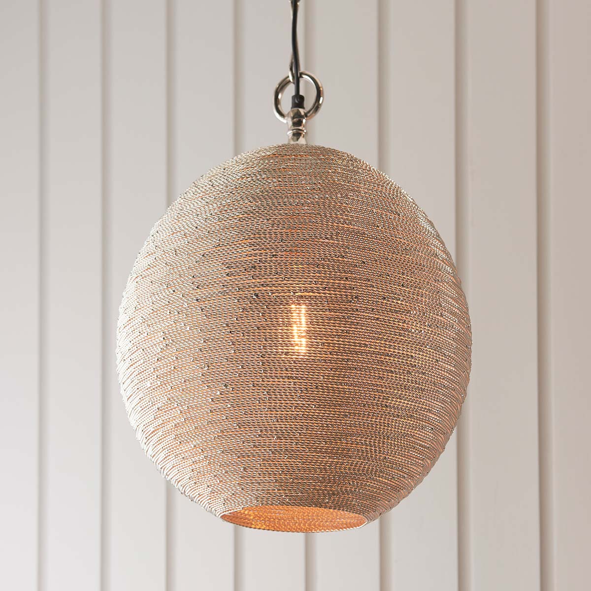 Endon Asha Round Ceiling Pendant Polished Nickel Shade