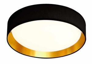 Gianna 18w LED 37cm flush ceiling light, gold / black shade