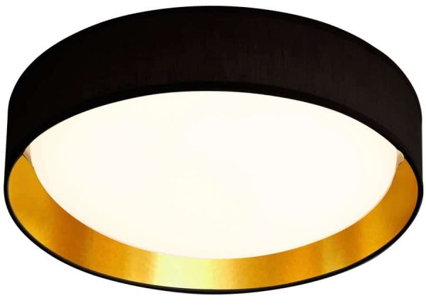 Gianna 25w LED 50cm flush ceiling light gold / black shade