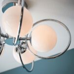 Endon Orb 5 Lamp Semi Flush Ceiling Light Chrome Opal White Globes