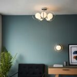 Endon Orb 5 Lamp Semi Flush Ceiling Light Chrome Opal White Globes
