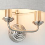 Endon Highclere Twin Wall Light Natural Linen Brushed Chrome