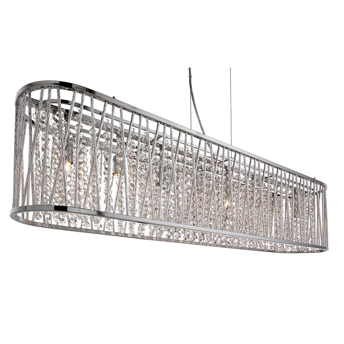 Elise Linear 8 Light Pendant Polished Chrome Crystal Glass