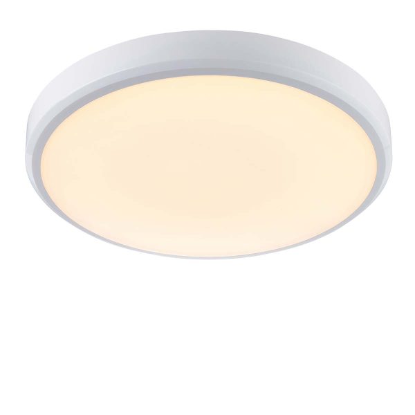 Cobra Flush CCT 15w LED bathroom ceiling light in matt white shown with warm white output