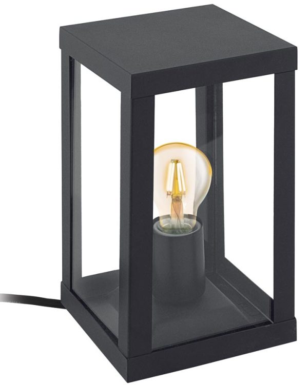 Alamonte 1 Black Square Lantern Outdoor Table Lamp IP44