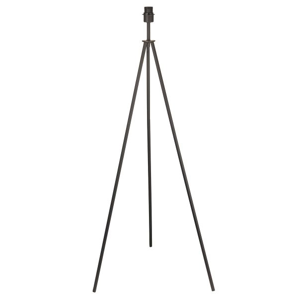 Tripod floor lamp base only in matt black on white background