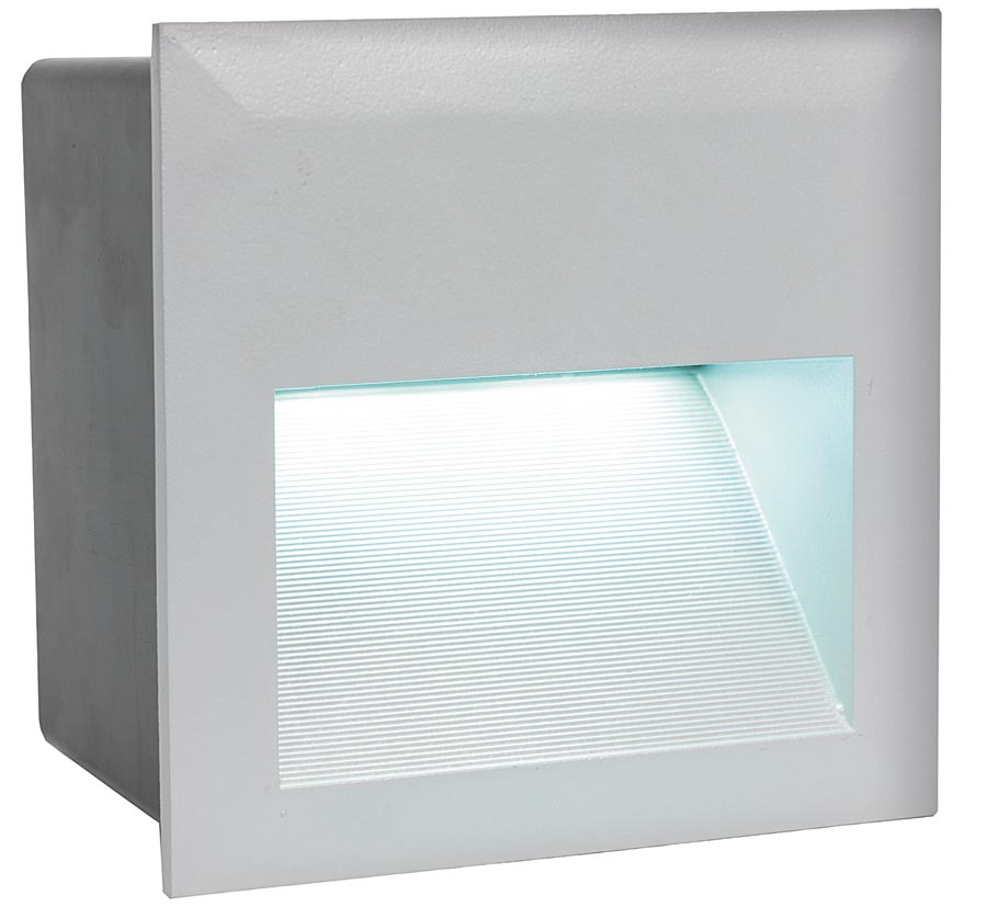 Zimba LED Silver Square Recessed Brick Light IP65