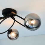 Ellipse 3 Light Semi Flush Ceiling Light Black Smoked Glass