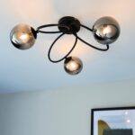 Ellipse 3 Light Semi Flush Ceiling Light Black Smoked Glass