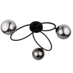 Ellipse 3 Light Semi Flush Ceiling Light Black Smoked Glass