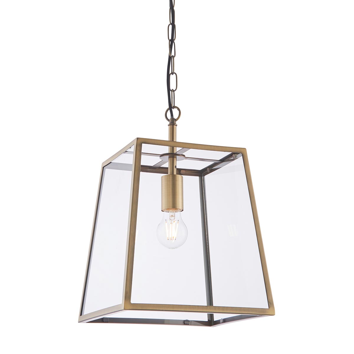 Endon Hurst 1 Light Pendant Lantern Antique Brass