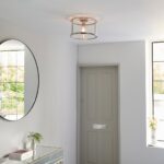 Endon Hopton 1 Lamp Flush Low Ceiling Light Polished Nickel Clear Glass