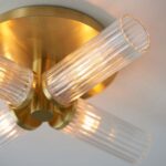 Talo 4 Lamp Bathroom Ceiling Light Satin Brass / Ribbed Glass