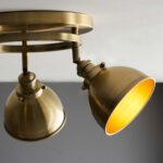 Wyatt Round 3 Lamp Industrial Spot Light Plate Antique Brass