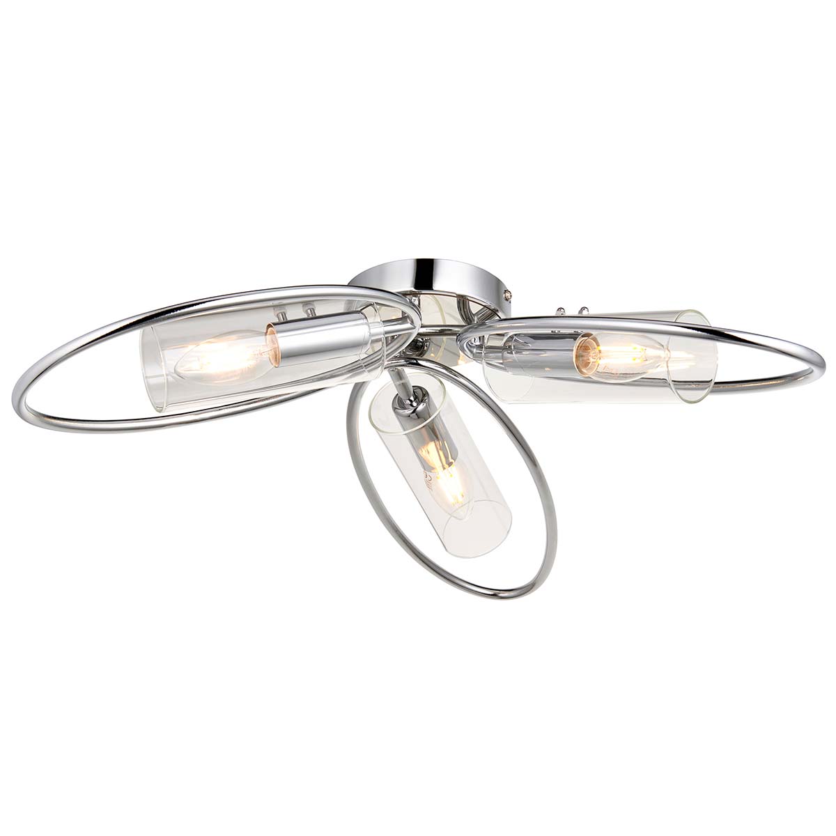 Amari 3 Light Modern Semi Flush Ceiling Light Polished Chrome