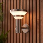 Endon Halton Modern Solar Outdoor Wall Light PIR Stainless