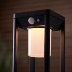 Endon Hallam Modern 40cm Solar Outdoor Post Light PIR Black