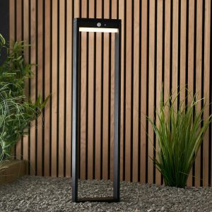 Dannah modern 80cm solar outdoor post light in textured black in garden setting