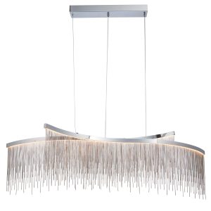 Orphelia LED criss cross waterfall pendant light in polished chrome on white background