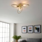 Amari 3 Light Modern Semi Flush Ceiling Light Polished Brass