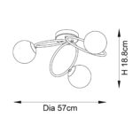 Ellipse 3 Light Semi Flush Ceiling Light Satin Brass Opal Glass
