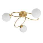 Ellipse 3 Light Semi Flush Ceiling Light Satin Brass Opal Glass