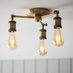 Endon Hal 3 Light Semi Flush Ceiling Light Antique Brass
