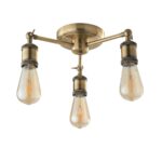 Endon Hal 3 Light Semi Flush Ceiling Light Antique Brass